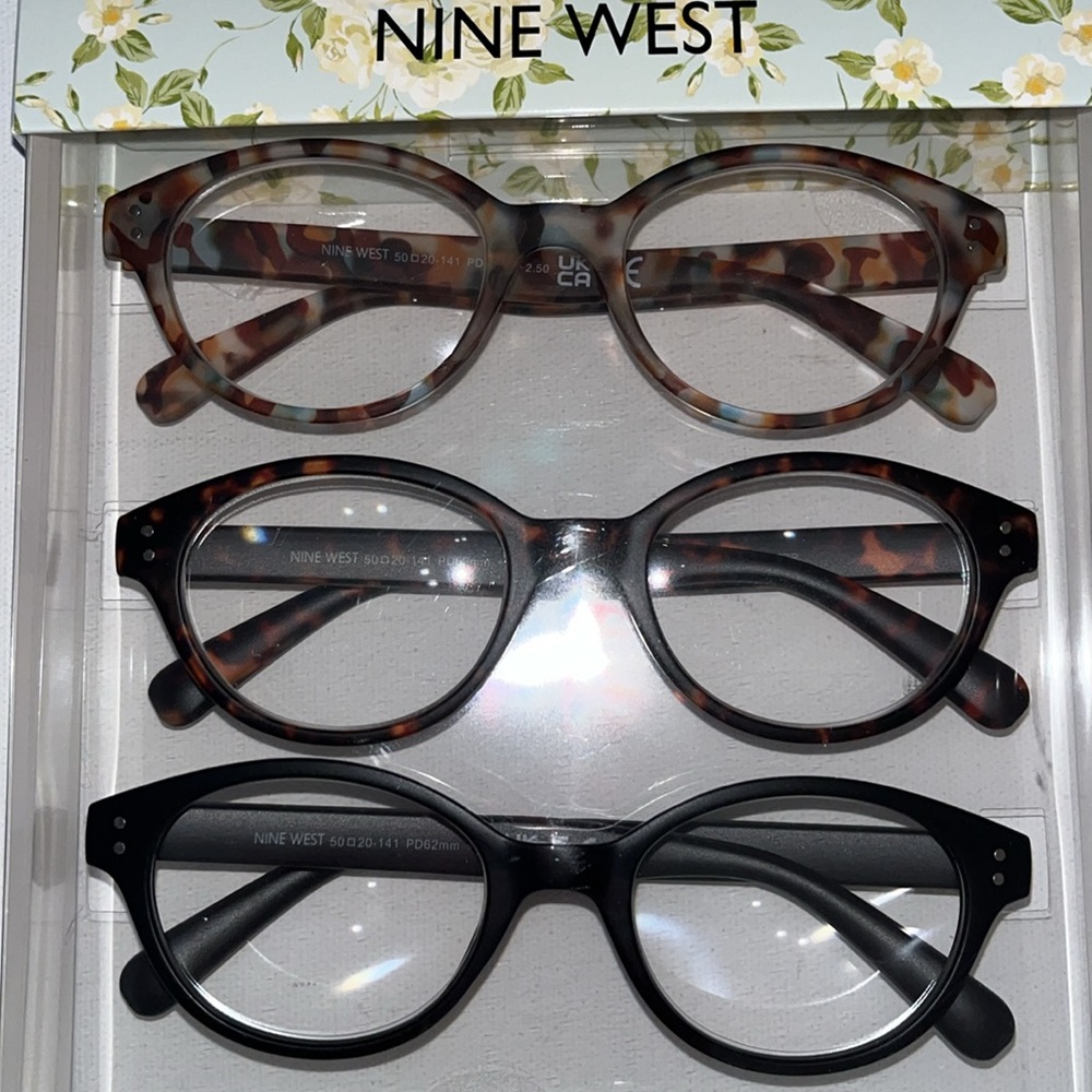 2.50 Nine West 3 pair pack  women’s reading glasses oval  animal print +2.50
